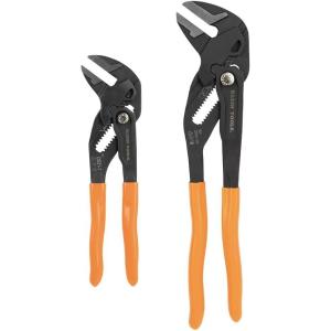 imageKlein Tools D53102KIT Adjustable Pliers Wrench Set Compact HighLeverage Parallel Smooth Jaw Pliers 7Inch and 10Inch 2Piece