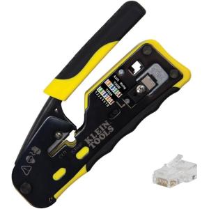 imageKlein Tools 80024 Ratcheting Data Cable and RJ45 Crimp Tool with CAT6 Plug 50Pack Pass Thru Installation Tool KitCrimper  50 Plugs