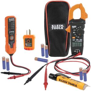 imageKlein Tools CL120VP Electrical Voltage Test Kit with Clamp Meter Three Testers Test Leads Pouch and BatteriesKit