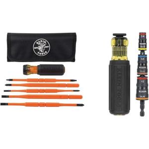 imageKlein Tools 32288 Insulated Screwdriver 8in1 Screwdriver Set with Interchangeable Blades 3 Phillips 3 Slotted and 2 Square Tips8in1