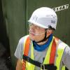 imageKlein Tools Safety Helmet Vented Class C Safety Hard Hat Removable Chin Strap Adjustable VentsWhite Hardhat with Gray Visor