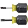 imageKlein Tools 85071 Stubby Slotted and Phillips Screwdriver Set with 516Inch CabinetTips and 2 PhillipsTip Made in USA 2Piece
