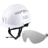 imageKlein Tools Safety Helmet Vented Class C Safety Hard Hat Removable Chin Strap Adjustable VentsWhite Hardhat with Clear Visor
