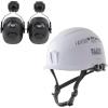 imageKlein Tools Safety Helmet Vented Class C Safety Hard Hat Removable Chin Strap Adjustable VentsWhite Safety Helmet w  Earmuffs