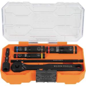 imageKlein Tools 65400 KNECT 15Piece Pass Through Socket Set SAE Impact Socket Set with MODbox Case Sockets Bits Accessories and 38Inch Drive Adapter14Inch Ratchet Kit