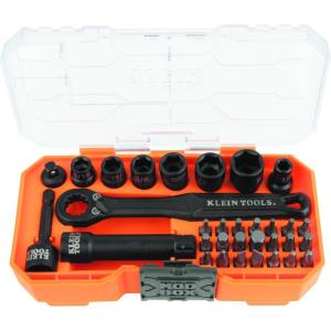 imageKlein Tools 65400 KNECT 15Piece Pass Through Socket Set SAE Impact Socket Set with MODbox Case Sockets Bits Accessories and 38Inch Drive Adapter14Inch Pass Through Kit