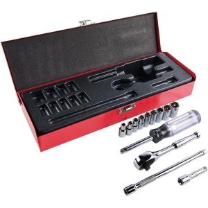 imageKlein Tools 65502 38Inch Drive Deep Socket Wrench Set Hinged Metal Storage Box Included 8Piece13Piece