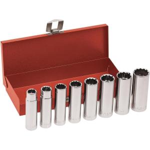 imageKlein Tools 65502 38Inch Drive Deep Socket Wrench Set Hinged Metal Storage Box Included 8Piece8Piece