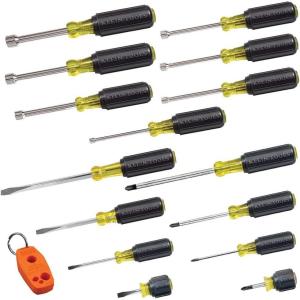 imageKlein Tools 80021 Tool Set Screwdriver and Nut Driver Tool Kit with Assorted Tips Magnetizer  DeMagnetizer 16Piece Home ImprovementScrewdriverNut Driver Set
