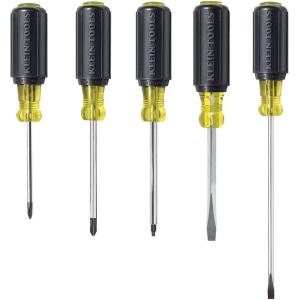 imageKlein Tools 80031 Screwdriver Set 5Piece Kit Includes 2 Slotted 2 Phillips and 1 Square Tip Screwdriver Cushion Grip Comfort5Piece Driver Set