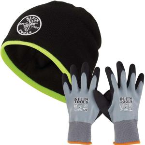 imageKlein Tools 80094 Winter PPE Kit with Knit Beanie and XL Winter Dipped Knit Glove 2PieceWinter Kit  Large