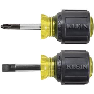 imageKlein Tools 85071 Stubby Slotted and Phillips Screwdriver Set with 516Inch CabinetTips and 2 PhillipsTip Made in USA 2Piece