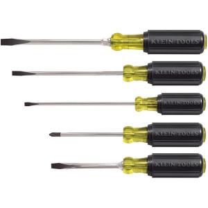 imageKlein Tools 85078 Screwdriver Set Made in USA AllPurpose Screwdriver Kit has 4 Phillips and 4 Flat Head Tips NonSlip Cushion Grip 8Piece5Piece Set