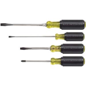 imageKlein Tools 85105 Screwdriver Set Made in USA Slotted and Phillips Screwdrivers with CushionGrip Handles and TipIdent 4Piece