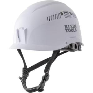 imageKlein Tools Safety Helmet Vented Class C Safety Hard Hat Removable Chin Strap Adjustable VentsWhite Hardhat
