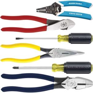 imageKlein Tools 80080 Hand Tool Kit includes 2 Screwdrivers Made in USA 3 Pliers Wire Stripper and Cutter for Electricians 6PieceElectrician Tool Kit