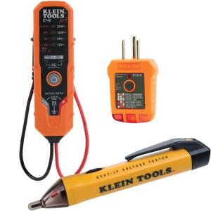imageKlein Tools 80077 Voltage Test Kit Electronic ACDC Tester GFCI Outlet Tester and NonContact Test Pen 3PieceOutlet Testing Kit