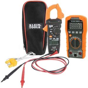 imageKlein Tools 80124 Electrical Tester Kit with Multimeter Clamp Meter Thermocouple Test Leads and Pouch 5Piece