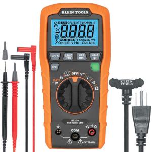 imageKlein Tools ET270 AutoRanging Digital MultiTester ACDC Resistance Continuity GFCI Receptacle Tester with Test Leads and Receptacle CordMultiTester
