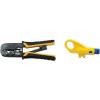 imageKlein Tools VDV226817 Modular Installation Kit Ratcheting CrimperStripper RJ11RJ45 Plugs CAT5e Connector for VoiceDataVideoCrimper  Data Ratcheting RJ45