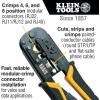 imageKlein Tools VDV226817 Modular Installation Kit Ratcheting CrimperStripper RJ11RJ45 Plugs CAT5e Connector for VoiceDataVideoPrepare and Connect  RJ45 plug  RJ11 plug  Twisted Pair