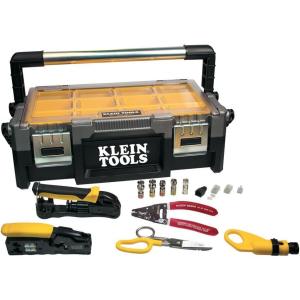 imageKlein Tools VDV001833 VDV ProTech Kit with Transport Case Cable Stripper Crimper Compression Connecters Cable Cutter DataTelephone PlugsTool Box  Prepare and Connect  Coax  RJ45  Twisted Pair
