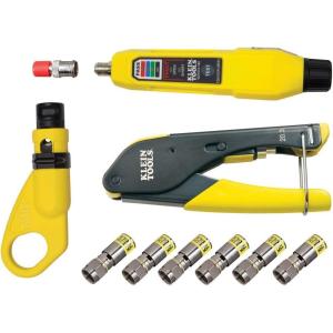 imageKlein Tools VDV002818 Coax Install and Test Kit with Crimp Tool Includes Tester Stripper and Universal F ConnectorsPrepare  Connect and Test  Coax  F