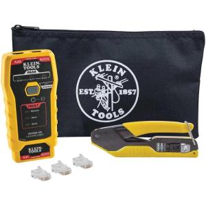 imageKlein Tools VDV026813 RJ45 Ethernet Cable Tester and Crimper Kit PassThru Technology Includes Connectors for Cat5e  CAT6 Data Applications Pack of 50