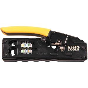 imageKlein Tools VDV226817 Modular Installation Kit Ratcheting CrimperStripper RJ11RJ45 Plugs CAT5e Connector for VoiceDataVideoCrimper  Data  Compact RJ45