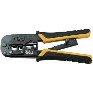 imageKlein Tools VDV226817 Modular Installation Kit Ratcheting CrimperStripper RJ11RJ45 Plugs CAT5e Connector for VoiceDataVideoCrimper  Data Ratcheting RJ45