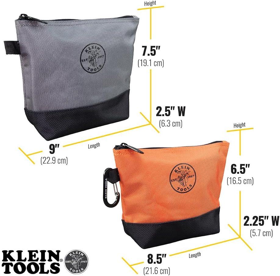 imageKlein Tools 80056 Tool Bag Storage Kit Made in USA 1680d StandUp and Canvas Zipper Pouches Assorted Colors 6Piece2Piece