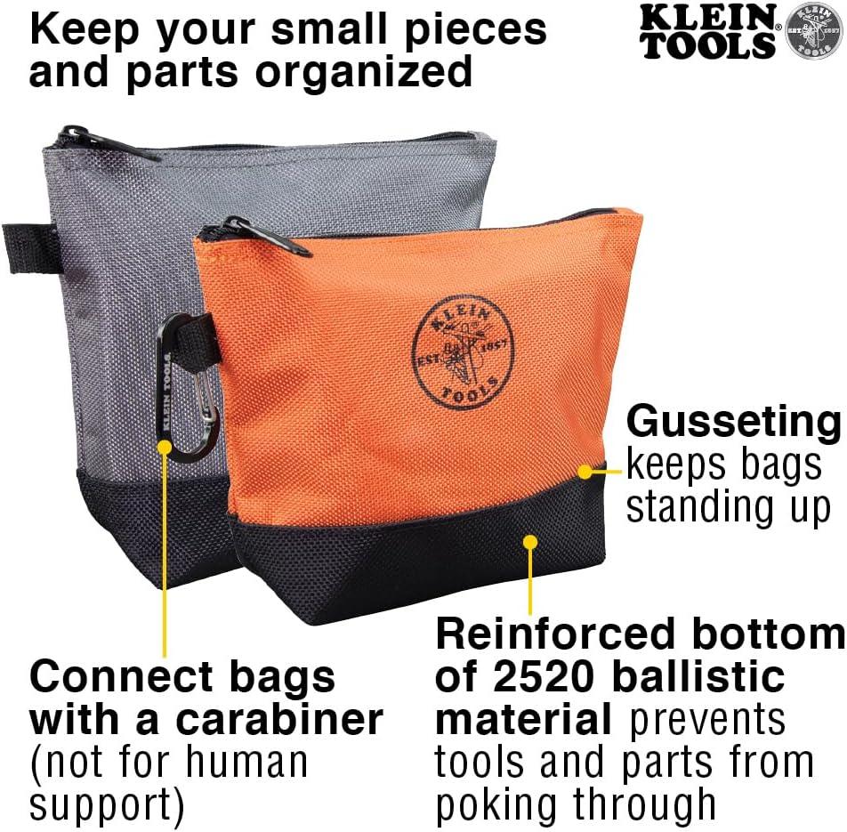 imageKlein Tools 80056 Tool Bag Storage Kit Made in USA 1680d StandUp and Canvas Zipper Pouches Assorted Colors 6Piece2Piece
