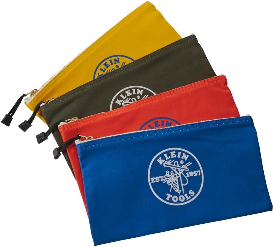 imageKlein Tools 80056 Tool Bag Storage Kit Made in USA 1680d StandUp and Canvas Zipper Pouches Assorted Colors 6Piece6Piece