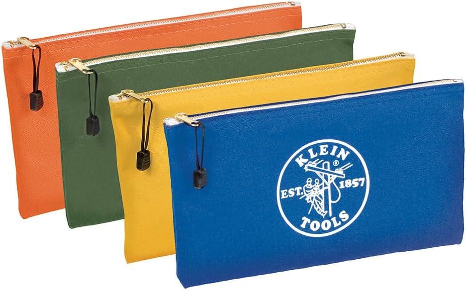 imageKlein Tools 80056 Tool Bag Storage Kit Made in USA 1680d StandUp and Canvas Zipper Pouches Assorted Colors 6Piece6Piece
