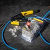 imageKlein Tools 80072 RJ45 Cable Tester Kit with LAN Scout Jr 2 Coax Crimper  Stripper  Cutter Tool and 50Pack PassThru Modular Data PlugsCable Tester Kit