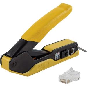imageKlein Tools 80017 Data Cable Crimper and Modular Data Plug CAT6 50Pack Tool Kit PassThru Installation Tool Kit 2Piece