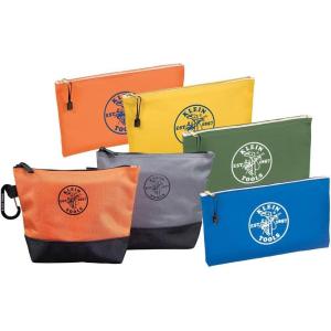 imageKlein Tools 80056 Tool Bag Storage Kit Made in USA 1680d StandUp and Canvas Zipper Pouches Assorted Colors 6Piece6Piece