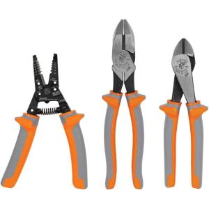 imageKlein Tools 9416R 1000V Insulated Plier and Wire Stripper Tool Kit Made in USA SideCutter DiagonalCutter and Wire Stripper 3Piece3Piece Kit
