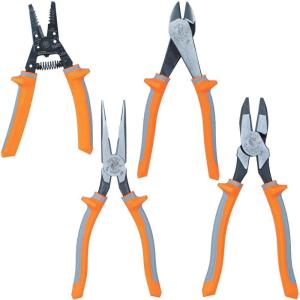 imageKlein Tools 9416R 1000V Insulated Plier and Wire Stripper Tool Kit Made in USA SideCutter DiagonalCutter and Wire Stripper 3Piece4Piece Kit