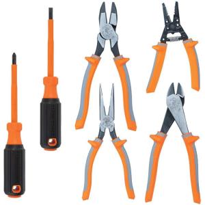imageKlein Tools 9418R 1000V Insulated Tool Set with Side Cutter DiagonalCutter LongNose Pliers 2 Screwdrivers and Wire Stripper 6Piece6Piece