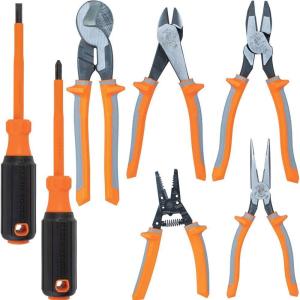 imageKlein Tools 9418R 1000V Insulated Tool Set with Side Cutter DiagonalCutter LongNose Pliers 2 Screwdrivers and Wire Stripper 6Piece7Piece