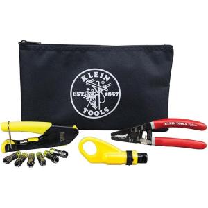 imageKlein Tools VDV026211 Coax Installation Kit with Crimp Tool Cable Cutter Stripper and F Connectors with Storage BagInstallation Kit