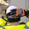 imageKlein Tools 60621 Gloves Thinsulate Lined Thermal Winter Weather Work Gloves Hook and Loop Wrist Closure Size XL Knit OrangeBlack FabricLarge