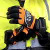 imageKlein Tools 60621 Gloves Thinsulate Lined Thermal Winter Weather Work Gloves Hook and Loop Wrist Closure Size XL Knit OrangeBlack FabricMedium