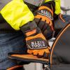 imageKlein Tools 60621 Gloves Thinsulate Lined Thermal Winter Weather Work Gloves Hook and Loop Wrist Closure Size XL Knit OrangeBlack FabricMedium