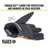 imageKlein Tools 60621 Gloves Thinsulate Lined Thermal Winter Weather Work Gloves Hook and Loop Wrist Closure Size XL Knit OrangeBlack FabricMedium