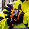 imageKlein Tools 60621 Gloves Thinsulate Lined Thermal Winter Weather Work Gloves Hook and Loop Wrist Closure Size XL Knit OrangeBlack FabricMedium