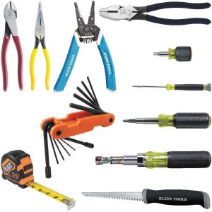 imageKlein Tools 5300 Electrician Tool Set Includes 4 Screwdrivers 4 Pliers Tape Measure Wire Stripper Tool Pouch and Belt 12Piece11Piece
