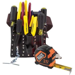 imageKlein Tools 5300 Electrician Tool Set Includes 4 Screwdrivers 4 Pliers Tape Measure Wire Stripper Tool Pouch and Belt 12Piece12Piece
