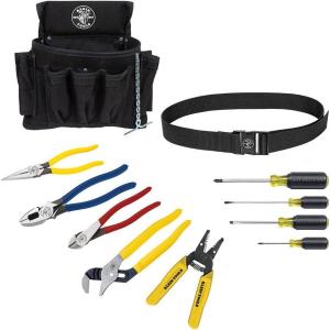 imageKlein Tools 92911 Tool Kit Apprentice Tool Set  4 Pliers Wire Stripper and Cutter 4 Screwdrivers Belt and Pouch 11PieceApprentice 11Piece Kit